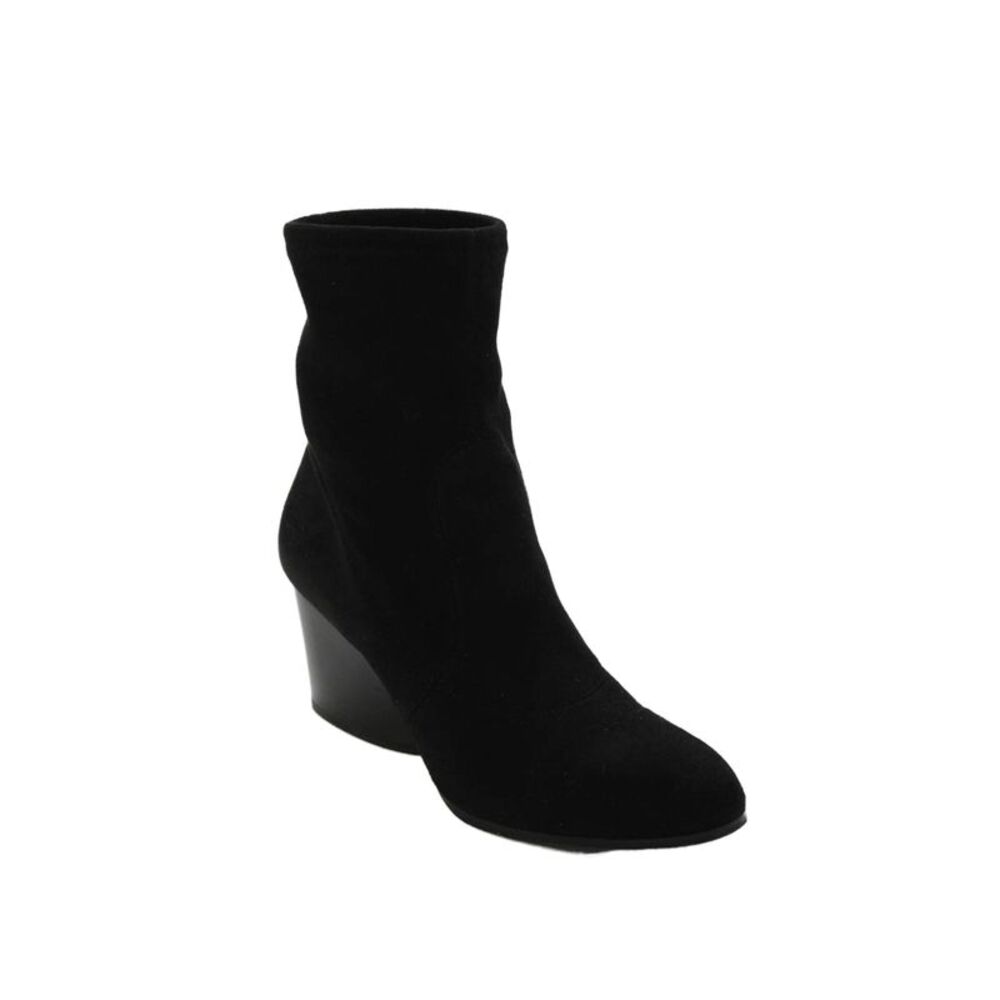 Donald J Pliner Women's Round Toe Suede Block Heel Ankle Boots Black Size 6.5